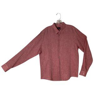 Untuckit Wrinkle-Resistant 100% Linen Red Long Sleeve Button-Up Shirt Size Large